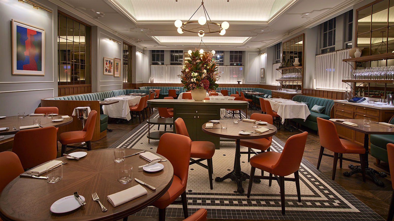  The Art Deco–inspired new interior of Café Boulud, with pieces of modern art