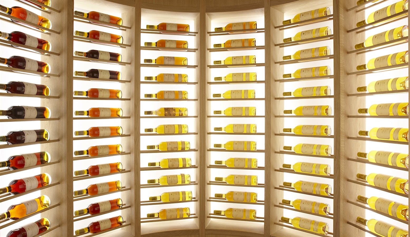 Display of rare Sauternes and other wines in the cellar of Grand Award–winning restaurant Atrio