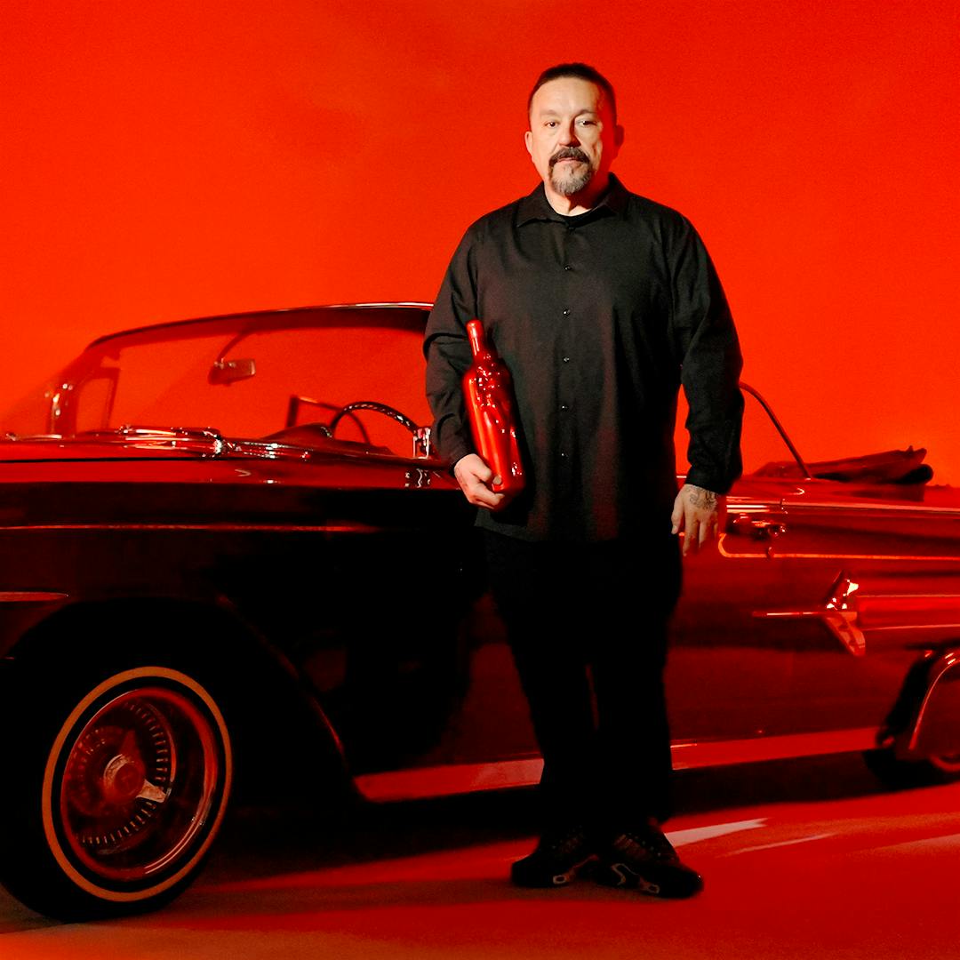 L.A. artist Mister Cartoon created the sculptural Lady Impala bottles for Title X's Paso Robles Cabernet-based blend.