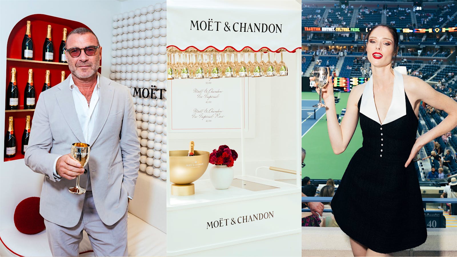 Liev Schreiber and Coco Rocha visited the Moët & Chandon Champagne suite at the 2024 US Open tennis championships