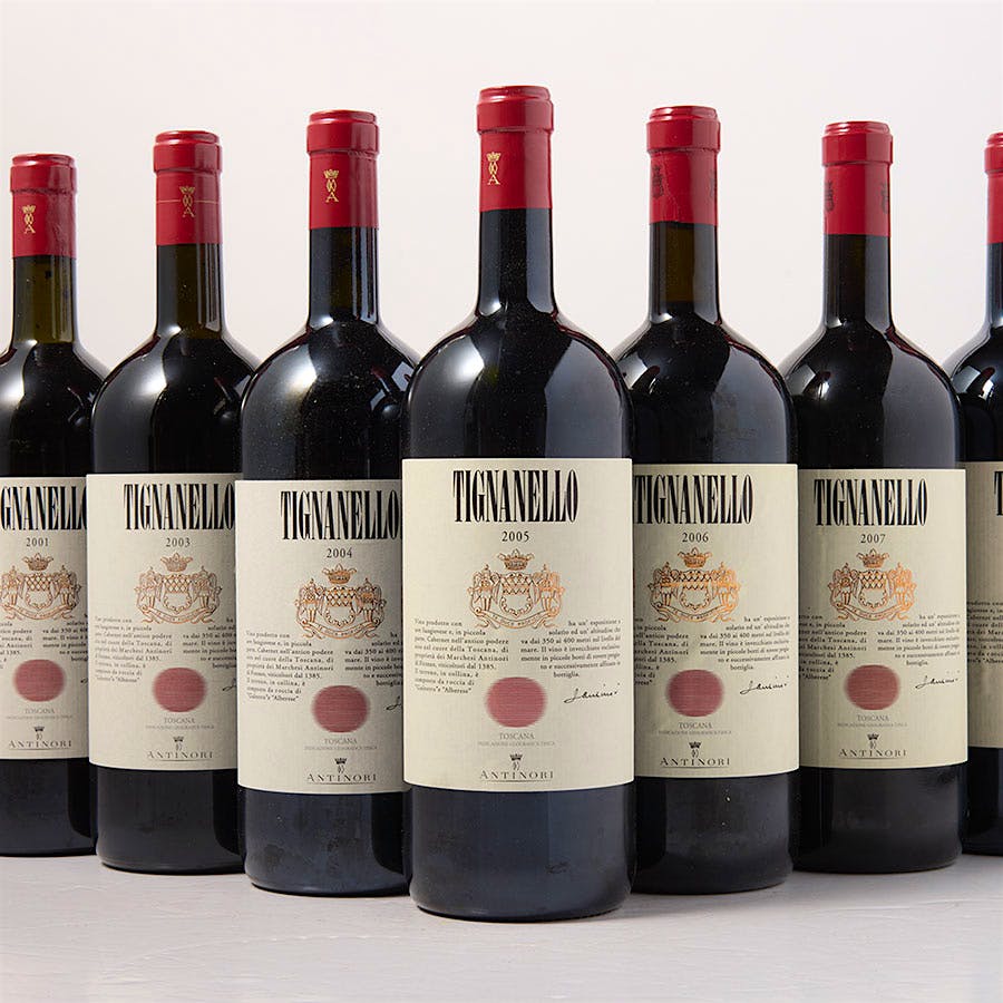 One of the auction’s top lots featured nine magnums of the celebrated super Tuscan from successive years.