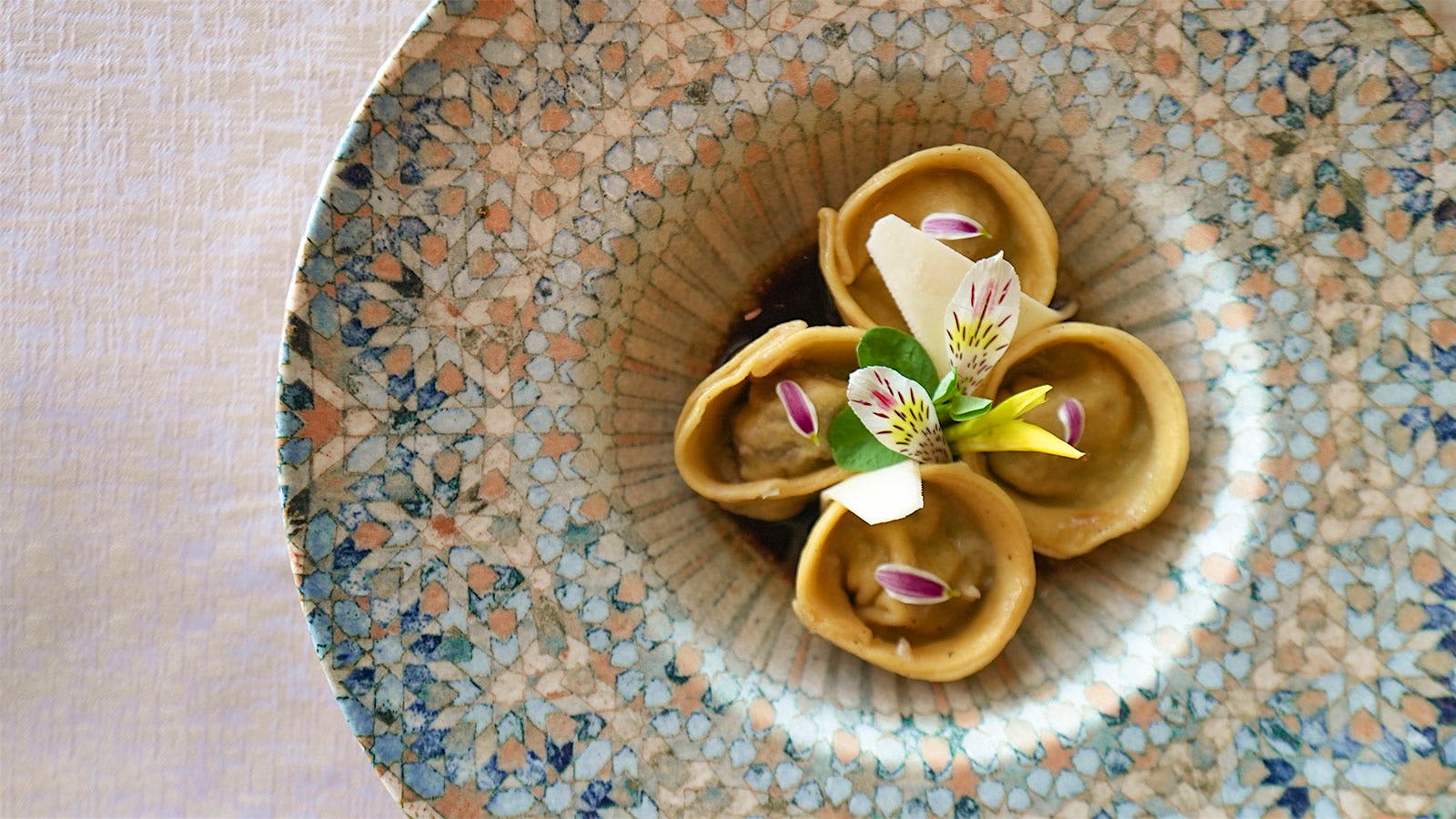 A dish of four tortellini from Cilento in Playa Mujeres