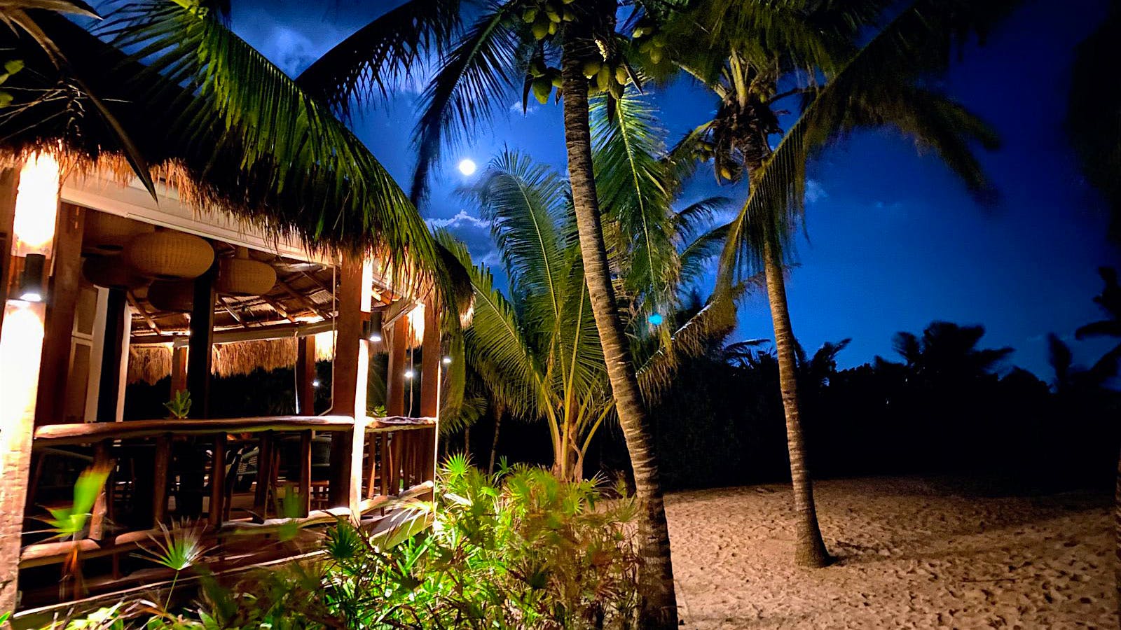  The night sky at the Sian Ka&rsquo;an Biosphere Reserve of the Yucat&aacute;n above a grass-roofed gazebo at Ku&rsquo;um