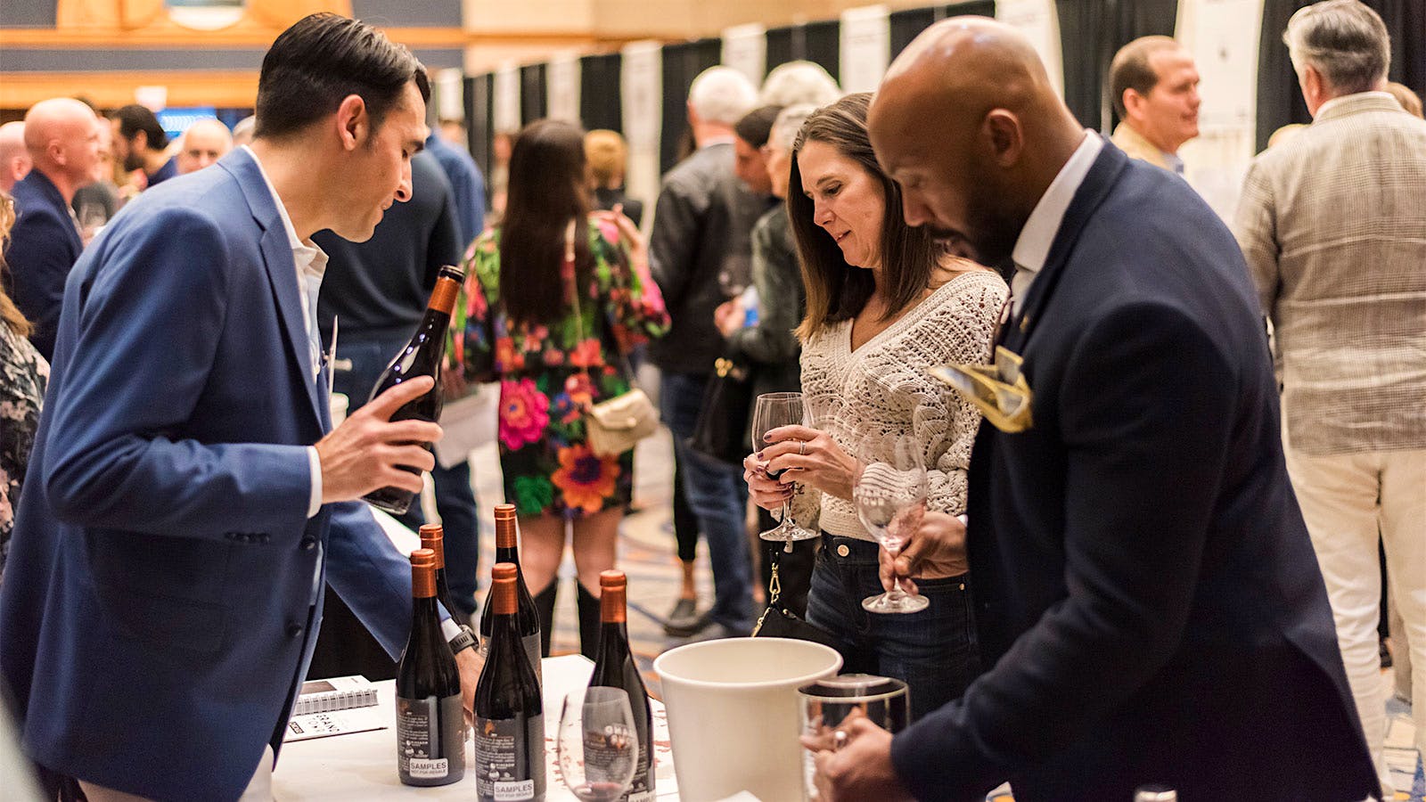  Bodegas Borsao&rsquo;s Juan Palomar pours at the Sheraton Grand Chicago Riverwalk for the first night of the 2025 Wine Spectator Grand Tour.