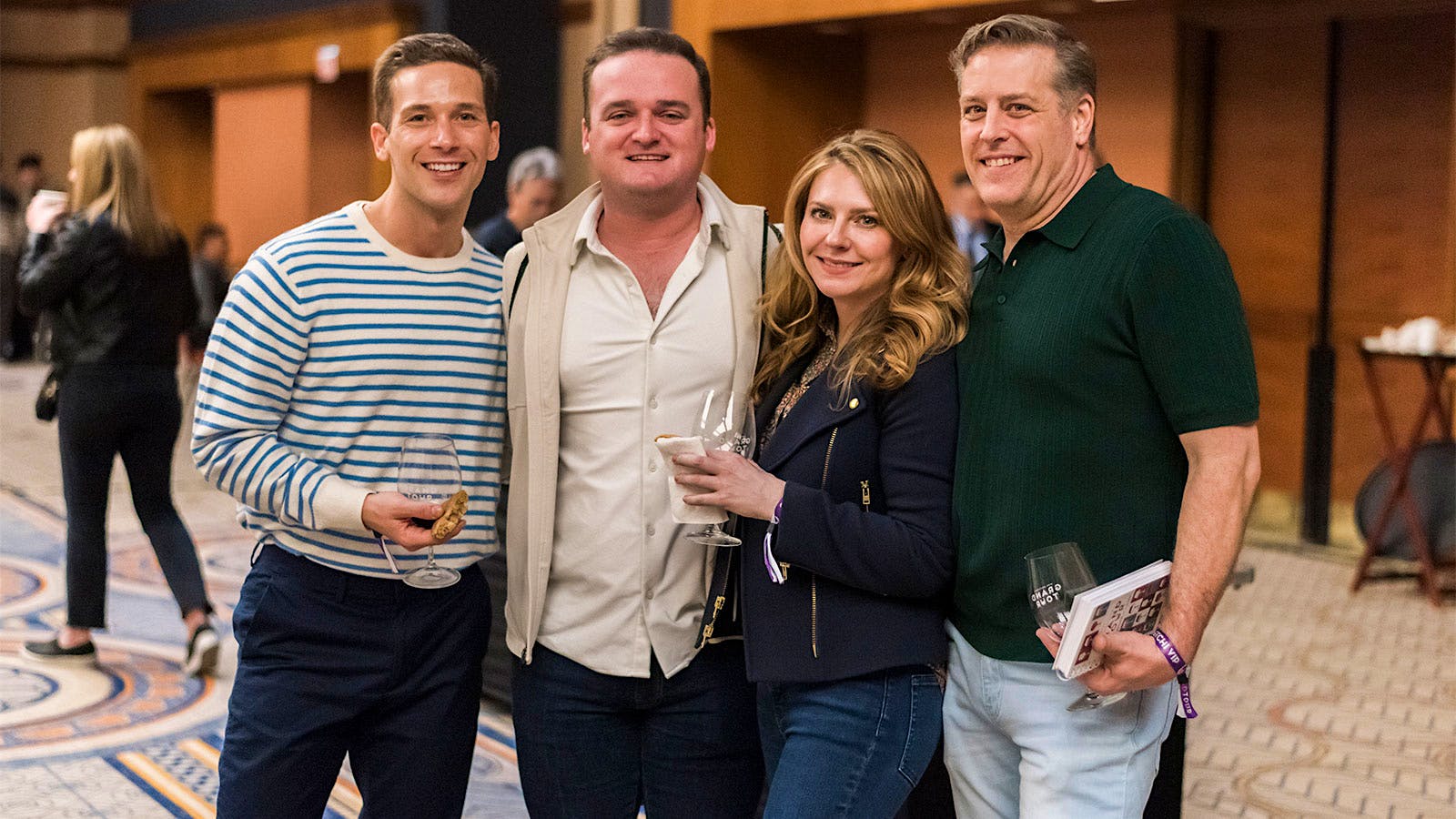  Kayme Caraway, Jordan Boyd, Cheryl Kuhn and Owen Newman at the Sheraton Grand Chicago Riverwalk for the first night of the 2025 Wine Spectator Grand Tour.