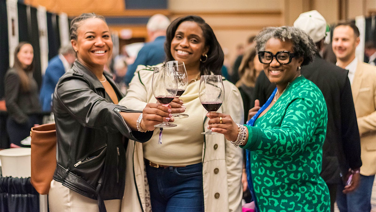  Vanessa Buie, Kasey Steward and Devin Carter at the Sheraton Grand Chicago Riverwalk for the first night of the 2025 Wine Spectator Grand Tour.