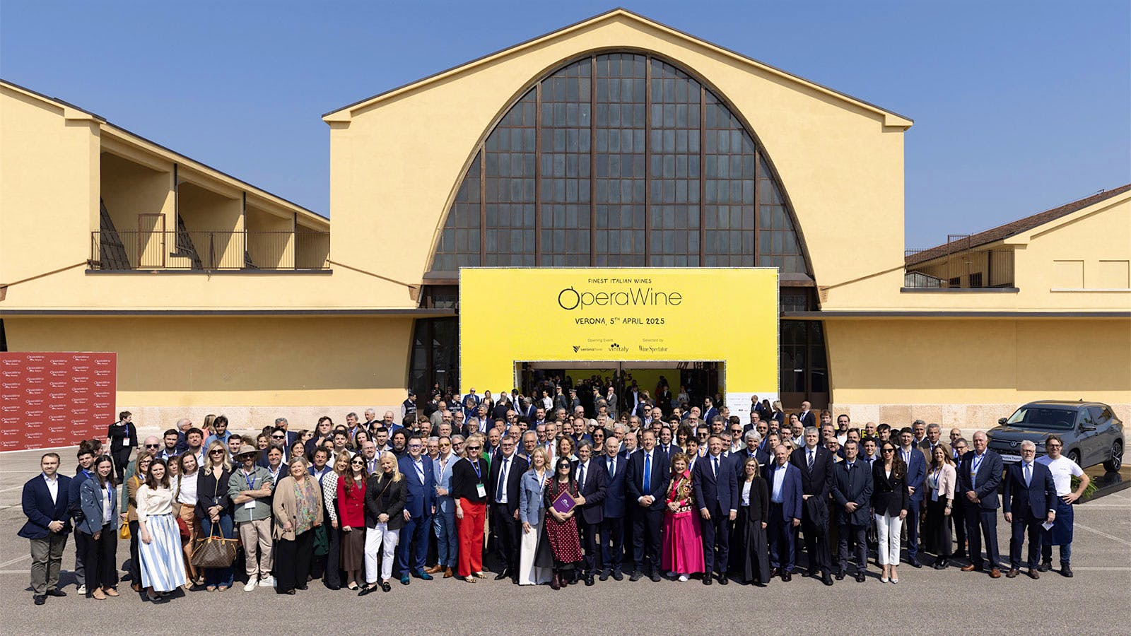 Winemakers gather outside the OperaWine tasting.