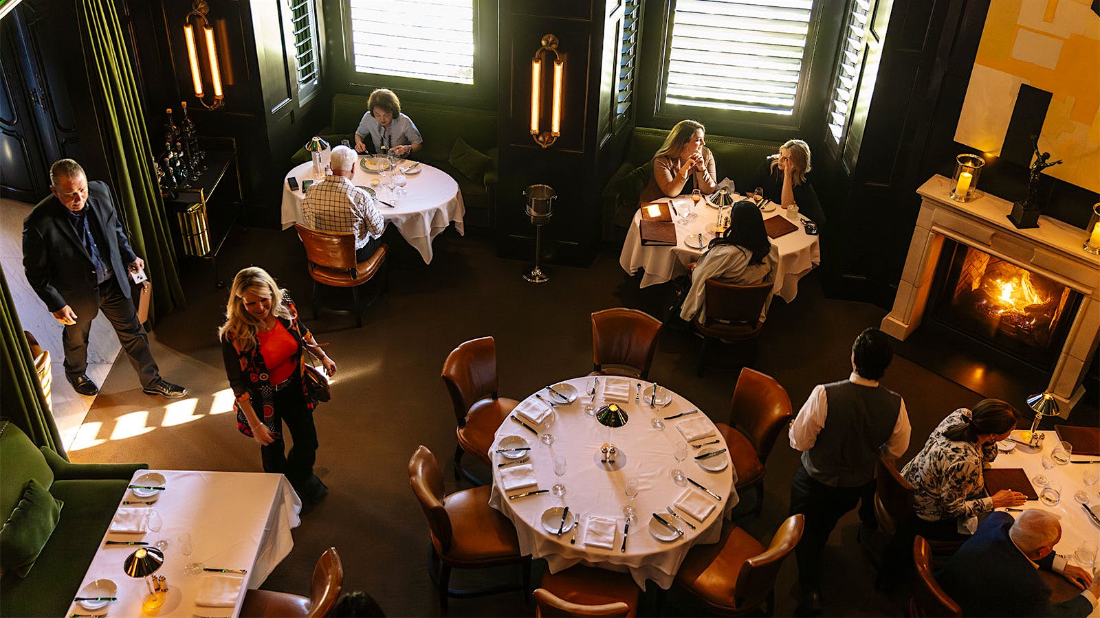 An overhead view of guests in the dining room of Selby's