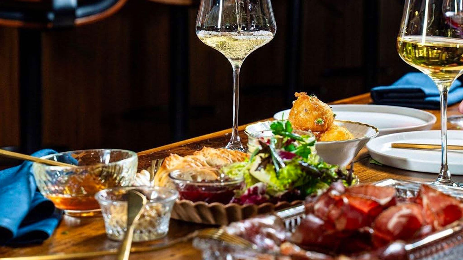  A selection of dishes and glasses of wine from Saison wine bar.