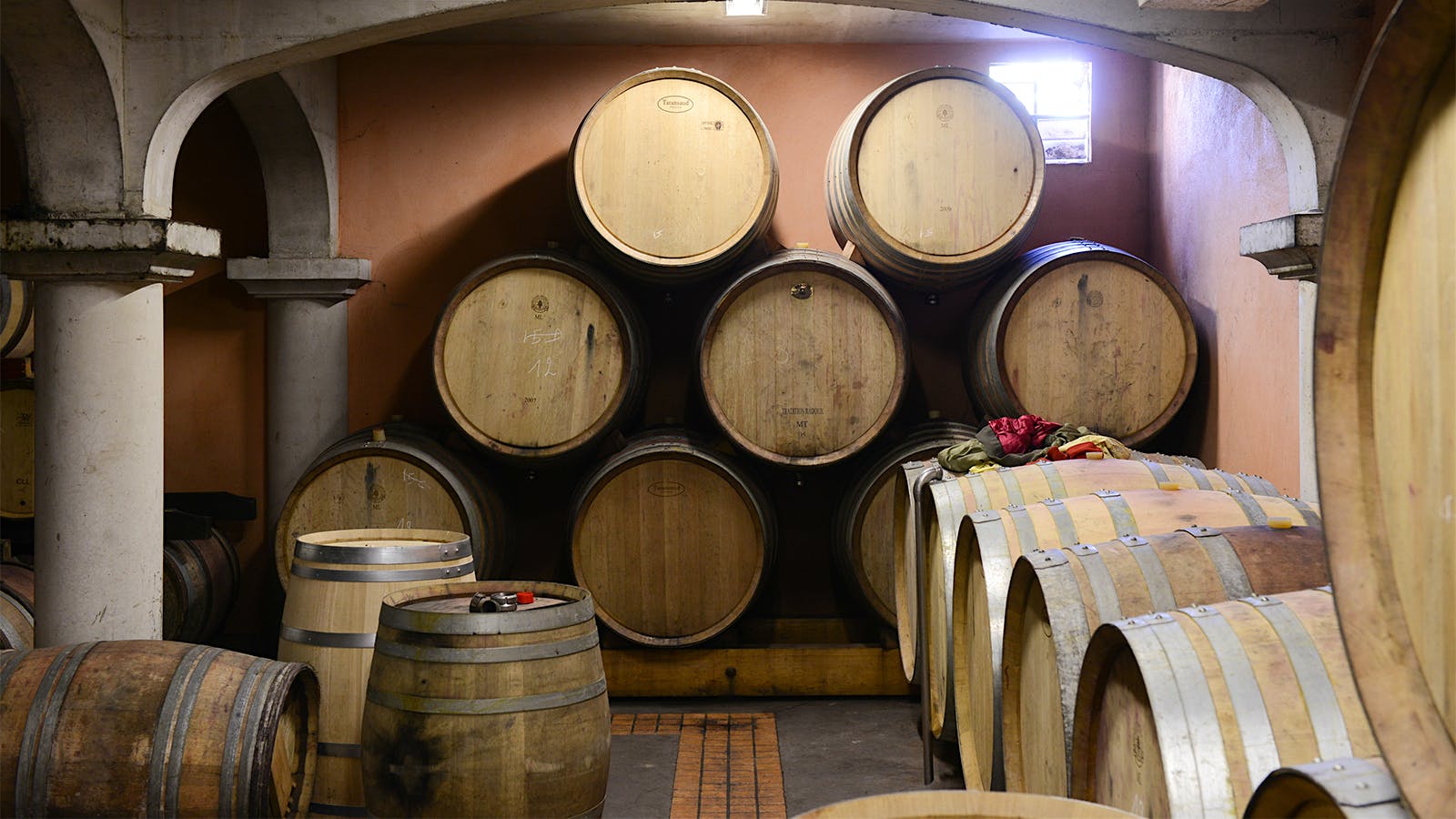  A selection of wine barrels in Domaine de la Janasse's cellar.