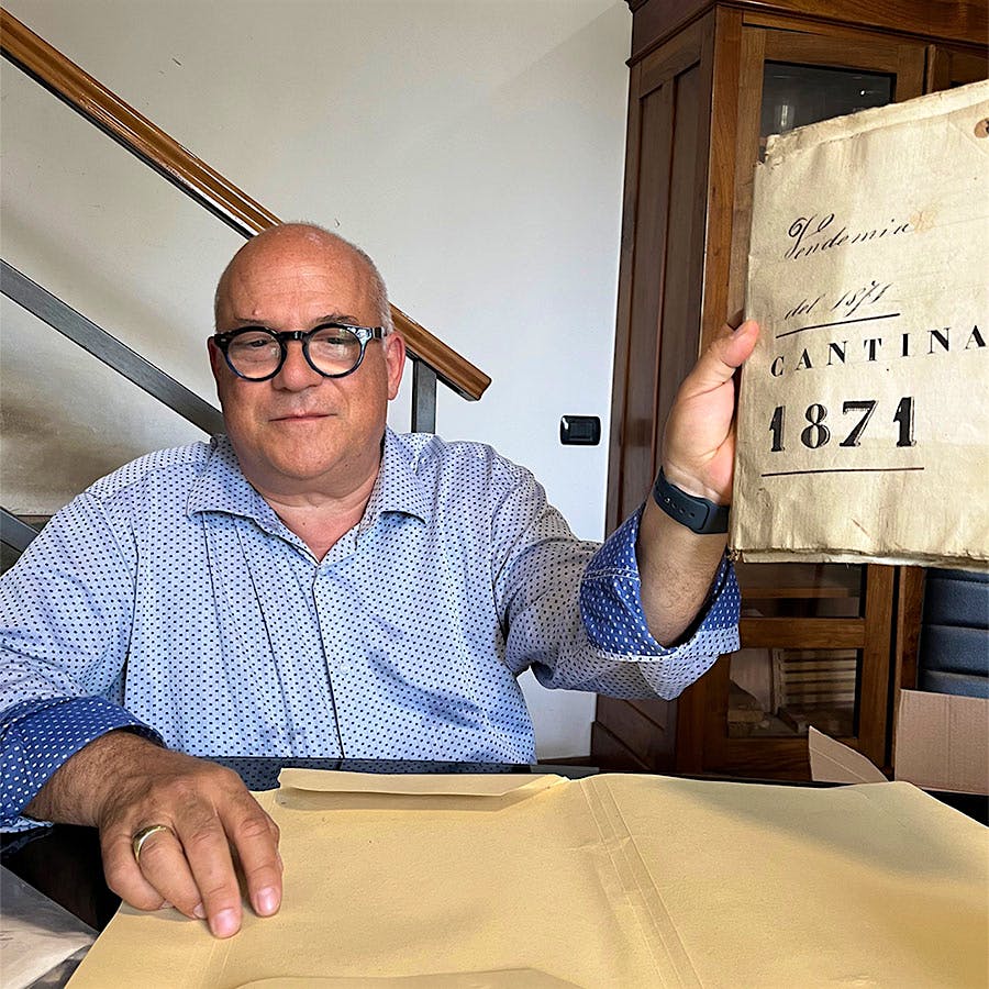  Ferrante di Somma Di Somma looks at old records of Cantine di Marzo, including an 1874 document