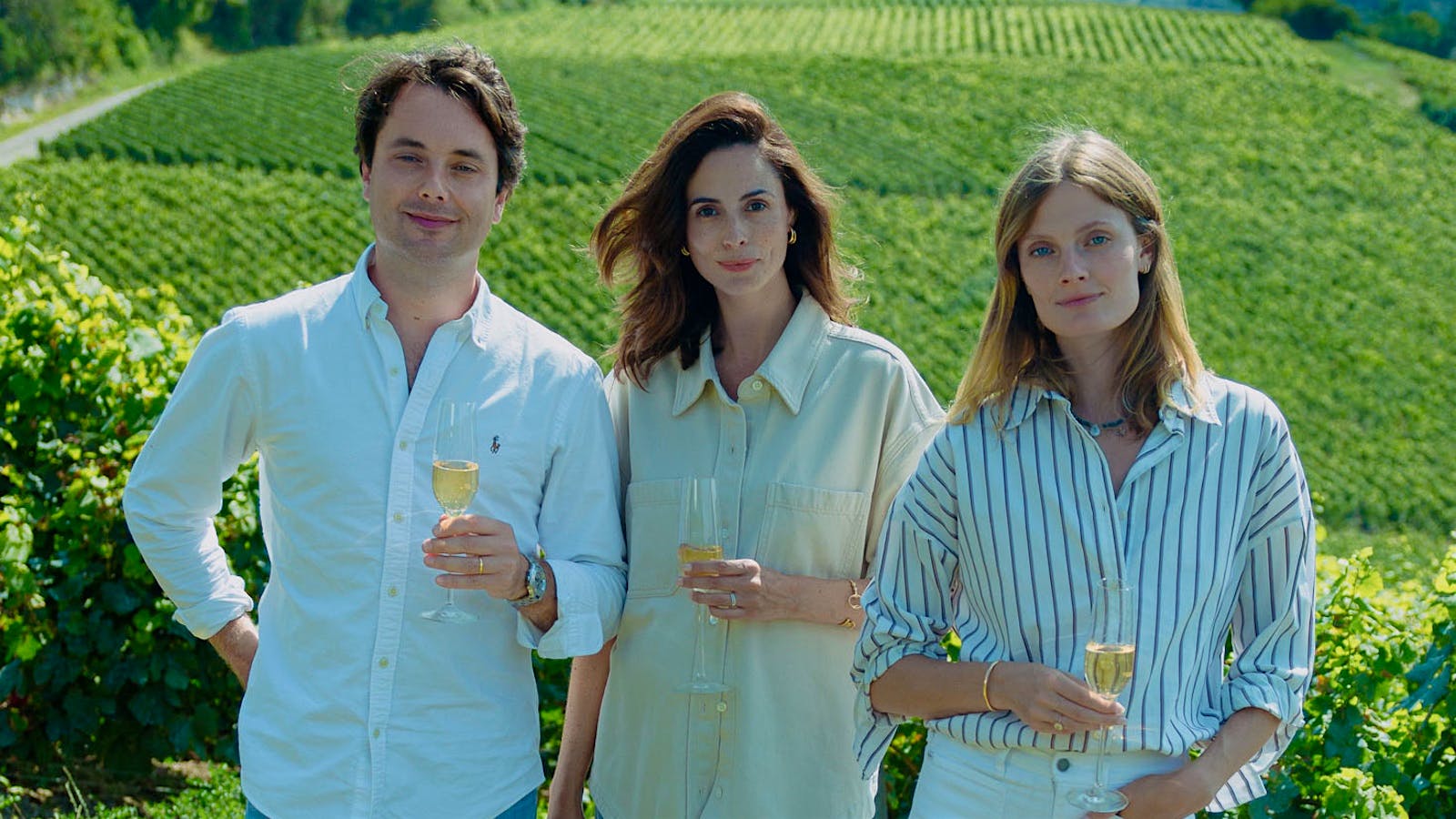  From left: French Bloom founders Rodolphe and Maggie Frerejean-Frere and French model Constance Jablonski.
