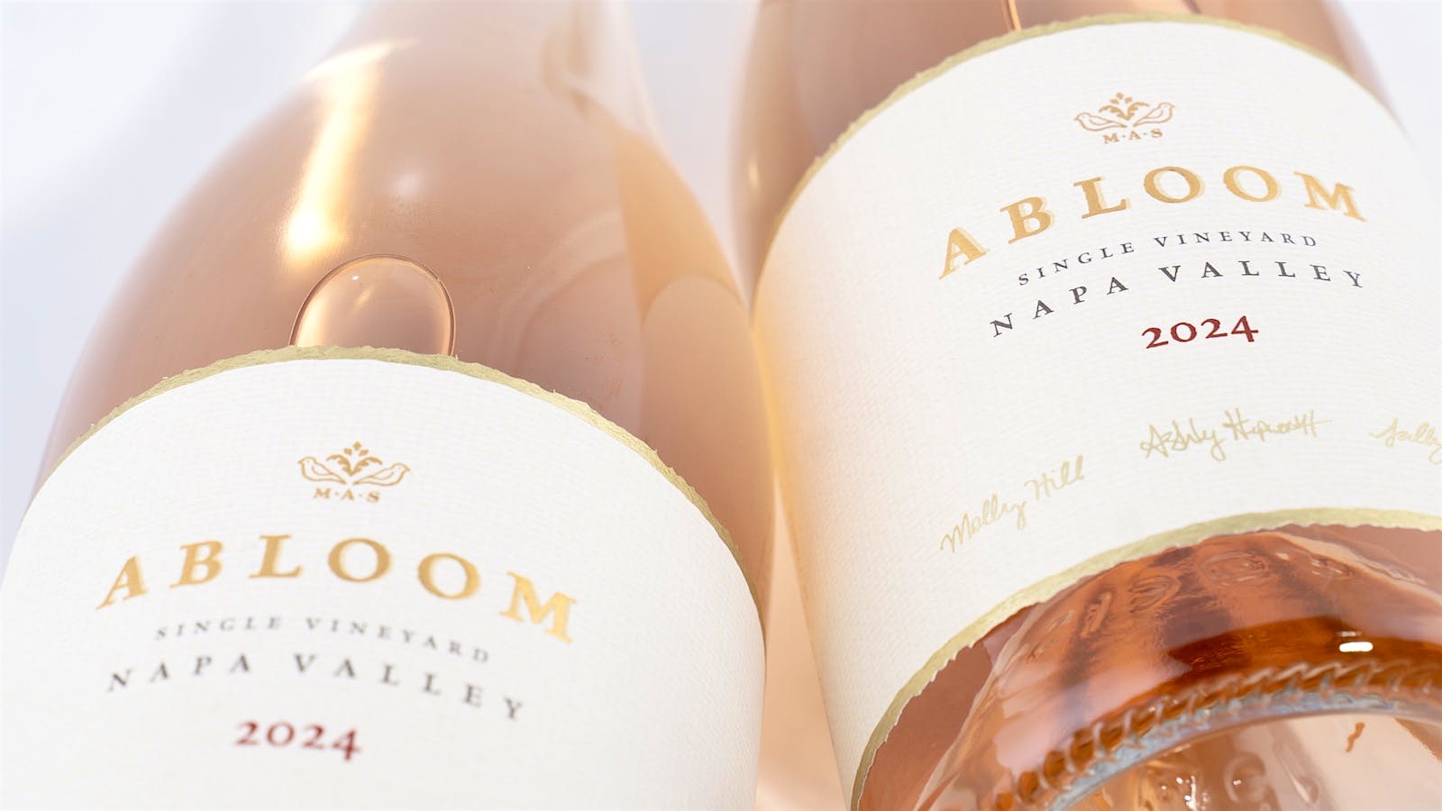  Abloom bottles of 2024 vintage Napa ros&eacute; wine.
