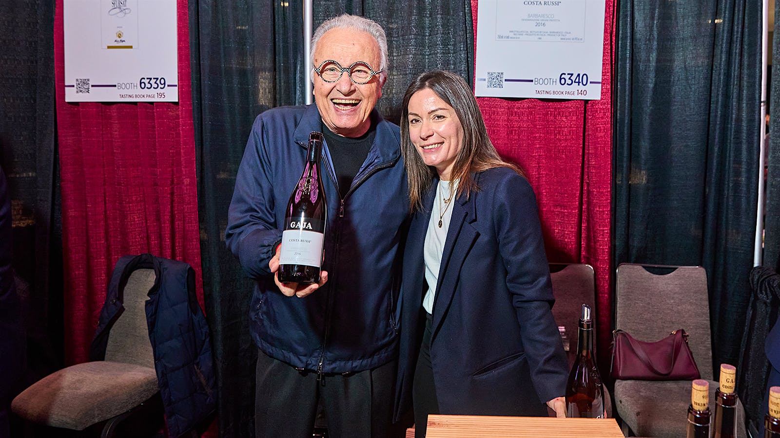  Angelo Gaja and his daughter Rossana at the Critics’ Choice Grand Tastings at the 2025 New York Wine Experience at the New York Marriott Marquis.