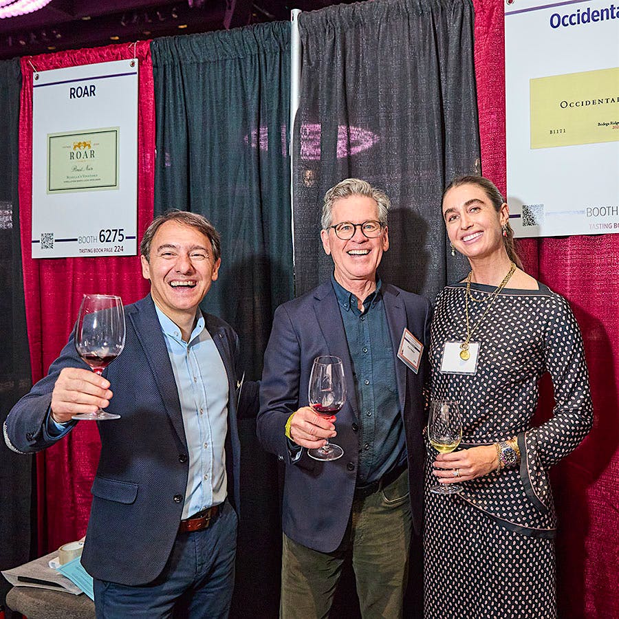  From left, Viña Cobos' Carlos de Carlos, winemaker Paul Hobbs and Occidental’s Catherine Kistler at the 2025 NY Wine Experience