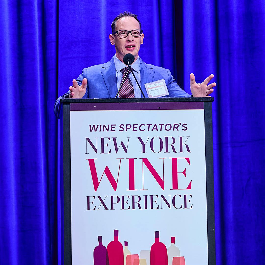  Wine Spectator executive editor Jeffery Lindenmuth speaks at the 2025 New York Wine Experience at the New York Marriott Marquis.