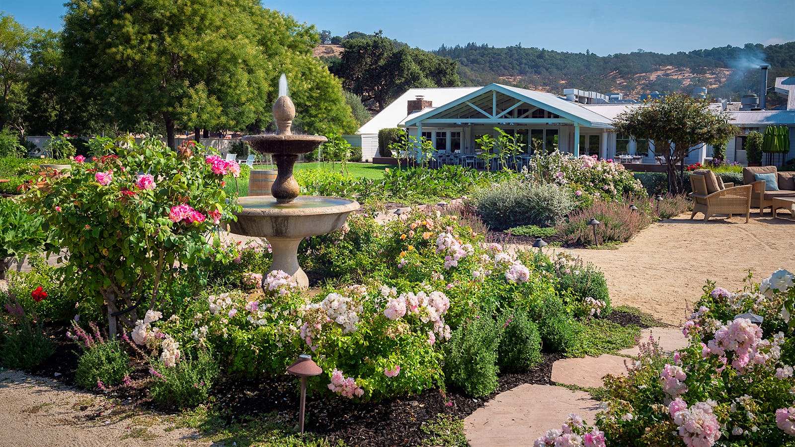 The garden of Brix in Napa Valley