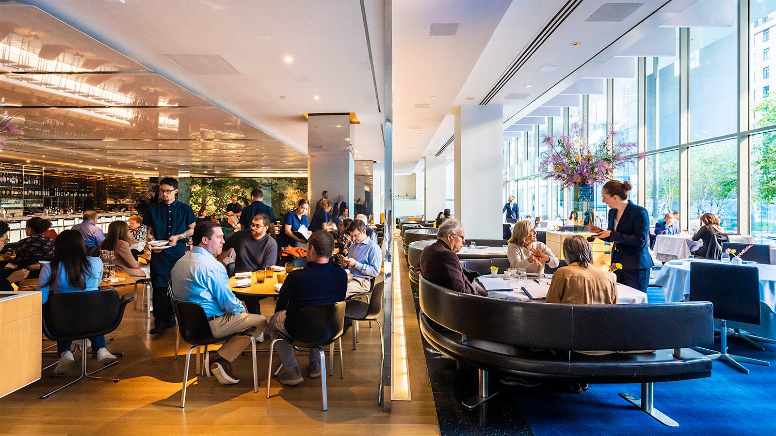 The dining room and bar room of the Modern 