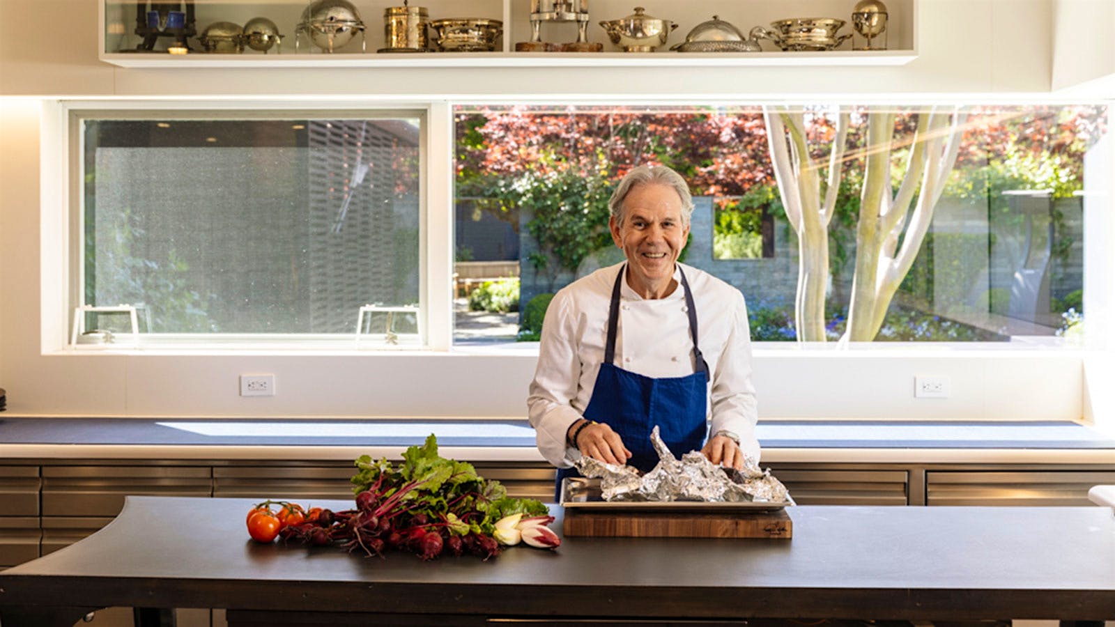  Chef Thomas Keller of the French Laundry working in the kitchen