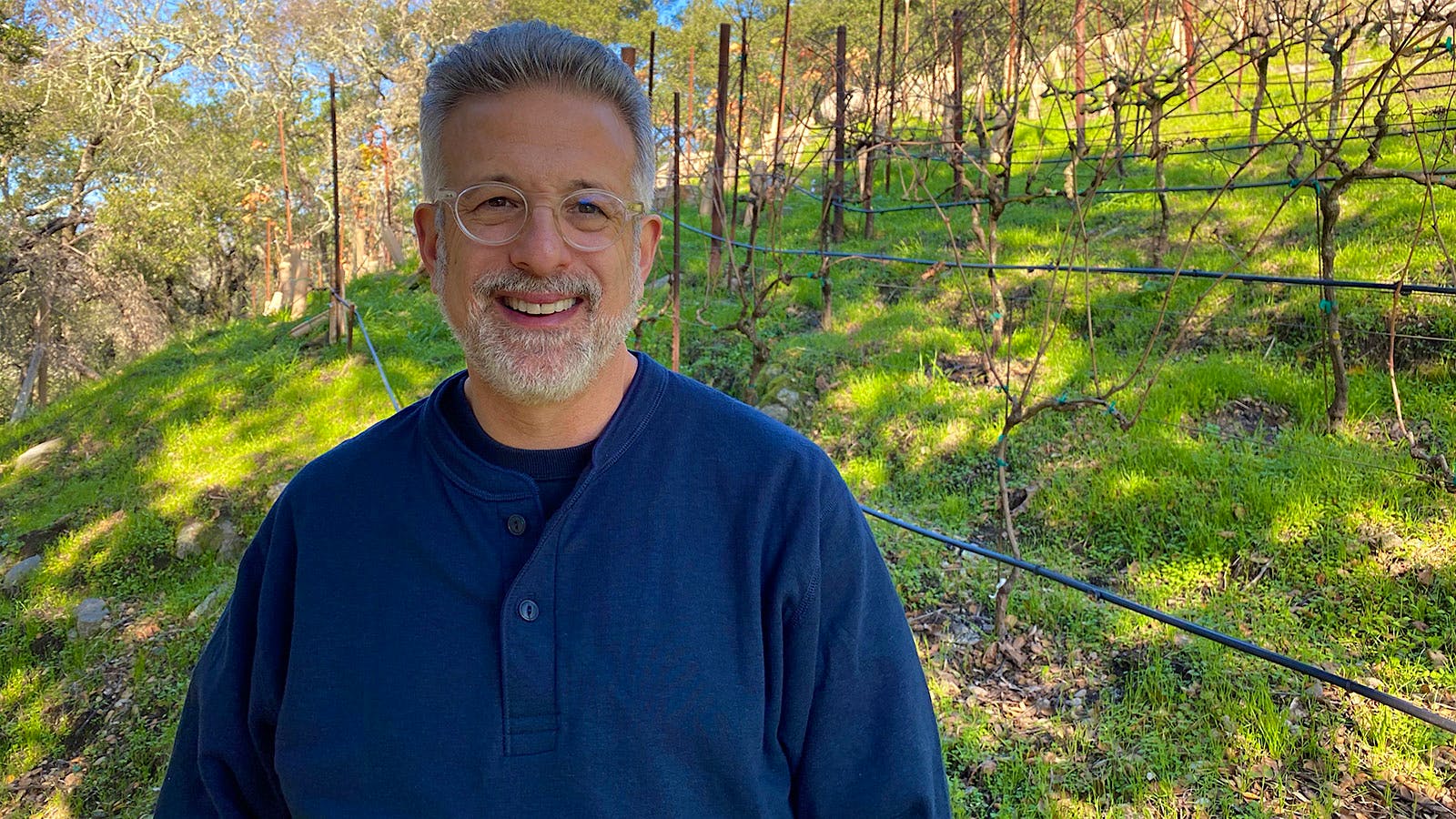  Jeff Cohn in Sonoma&rsquo;s Iron Hill Vineyard.] 