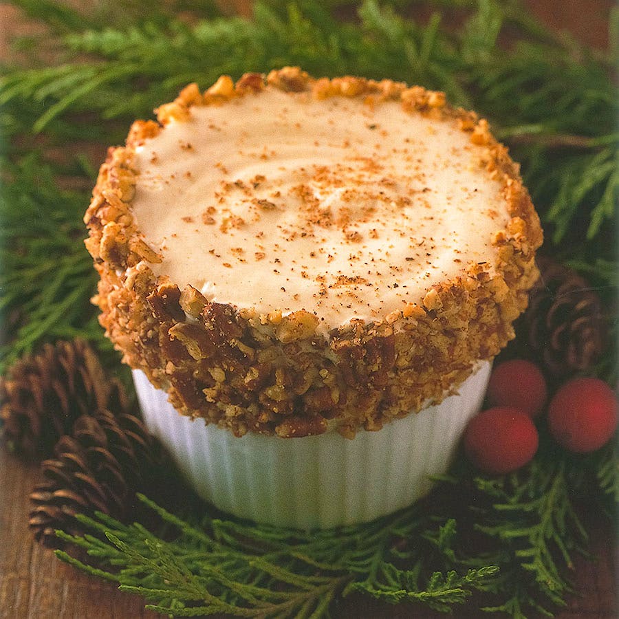 Chef Patrick O’Connell’s playful approach to fine dining comes through in dishes such as this frozen eggnog soufflé.