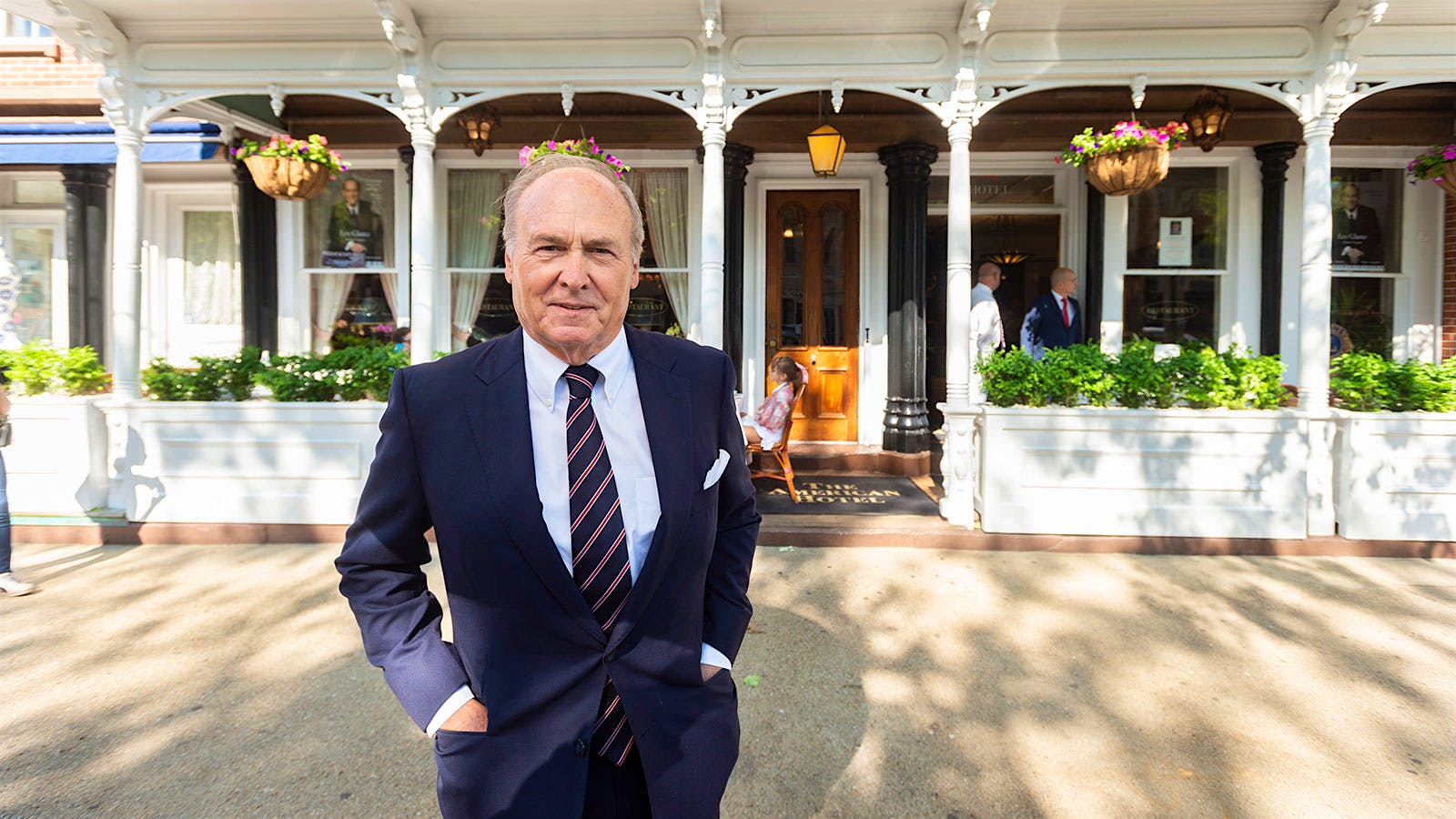  Ted Conklin in front of the American Hotel in Sag Harbor, New York.