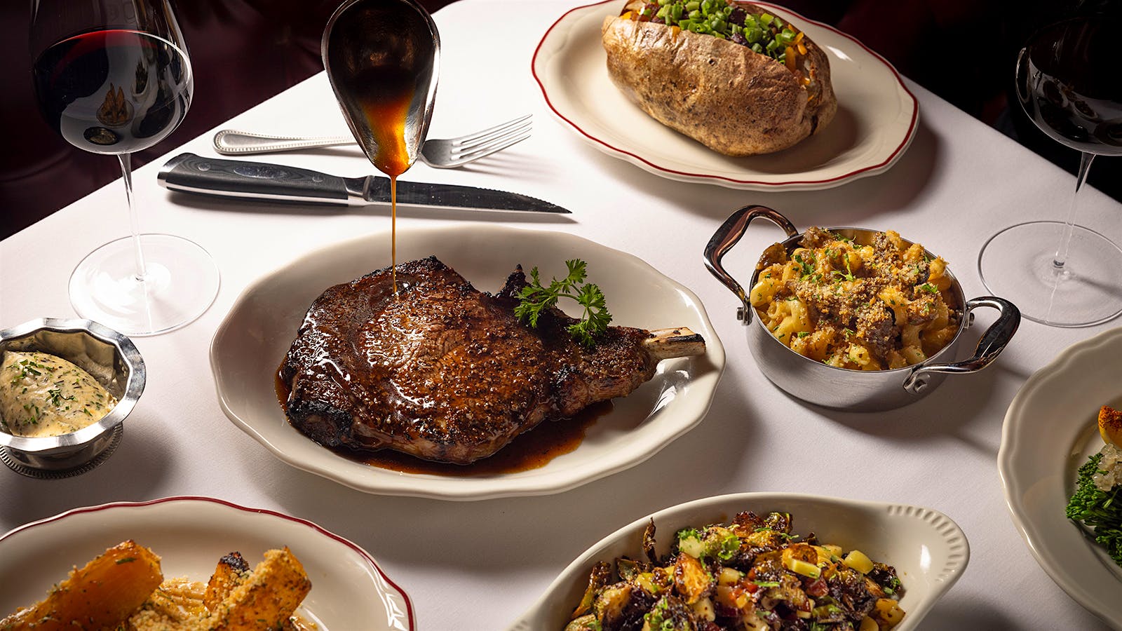 Rib eyes, twice-baked potatoes and premium wines all have a place on the Golden Steer menu.