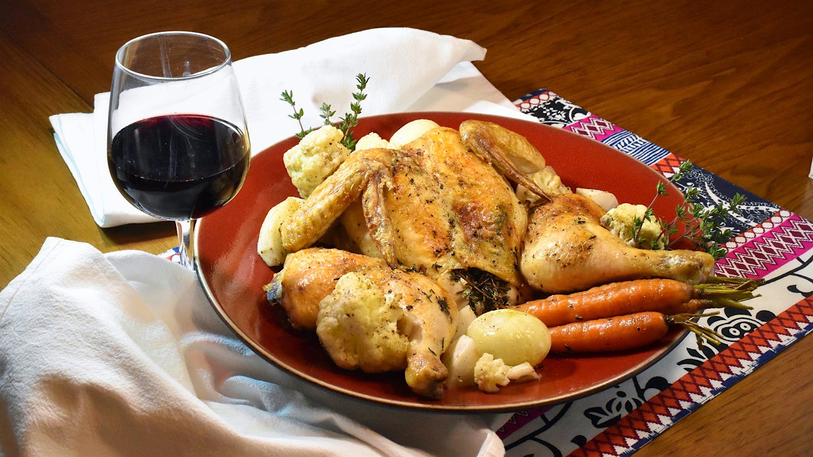  Spatchcocked Chicken with Za&rsquo;atar and Roasted Vegetables.