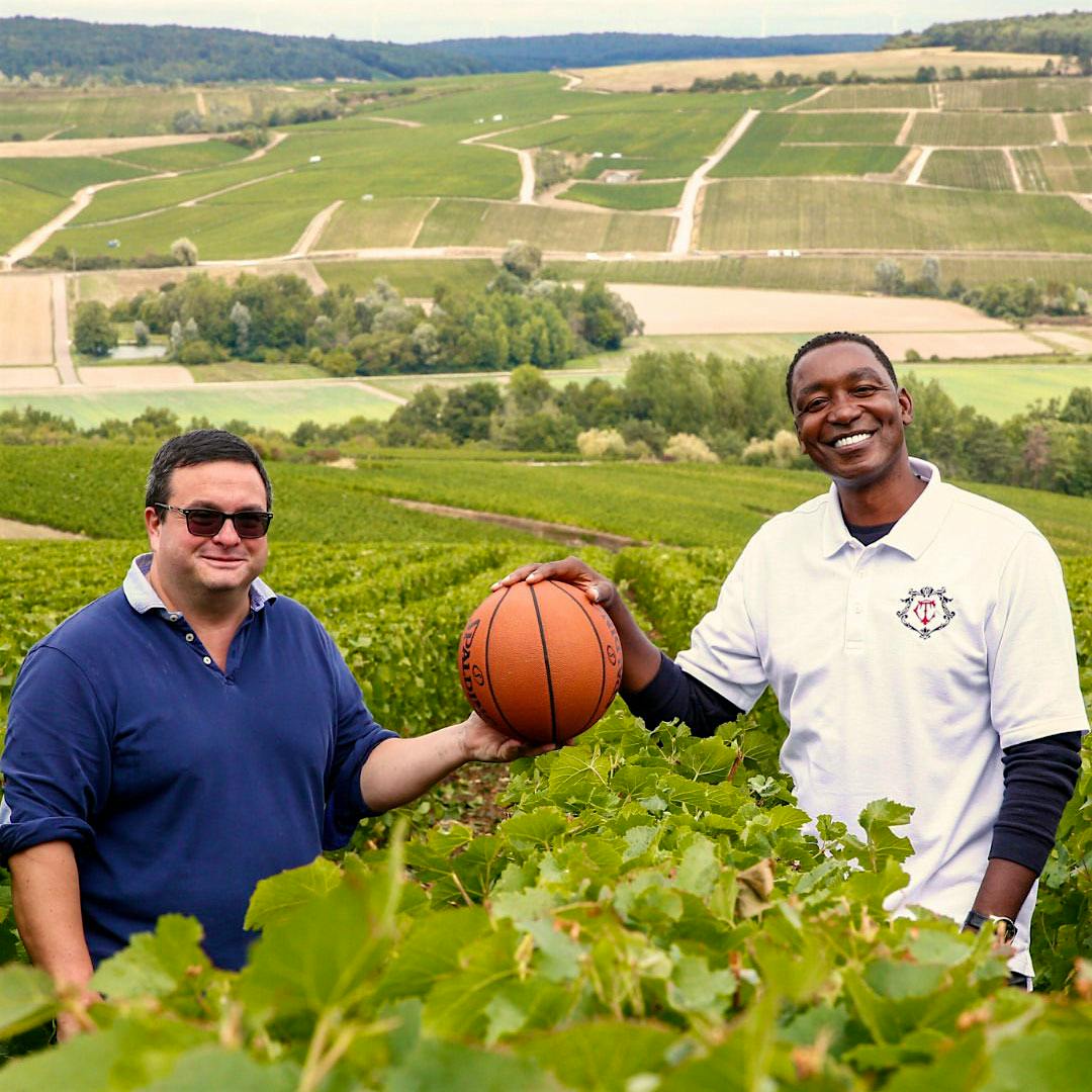 Winemaker Thomas Cheurlin works with Isiah Thomas at the Champagne house in Côte des Bar.