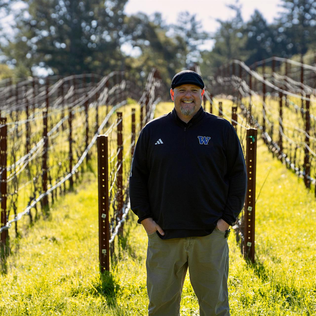 Matt Taylor stands in his Mammoth Rock Vineyard in Sonoma.