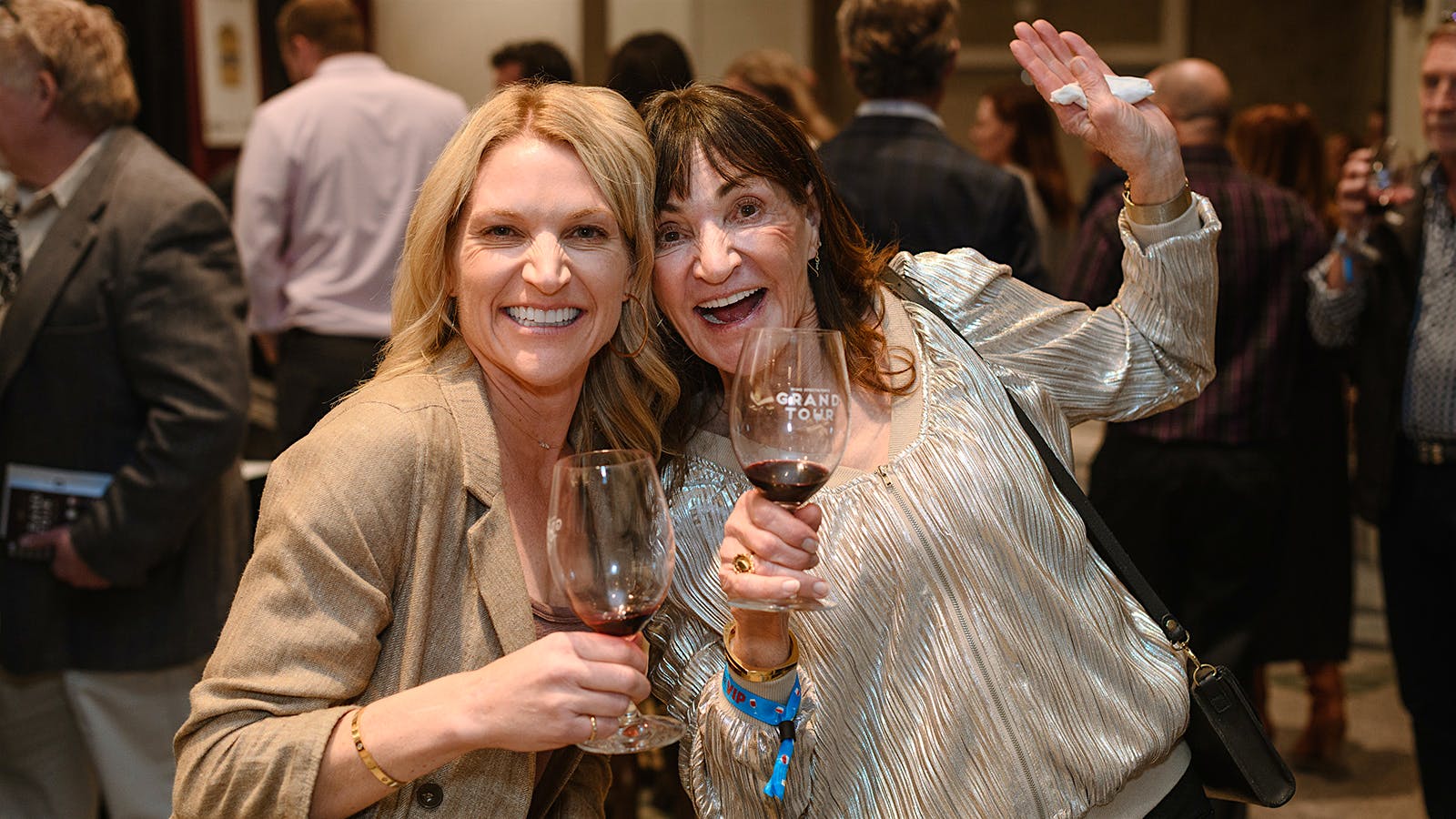 Bri Barela and Sandy Griffin, two guests attending the 2026 Wine Spectator Grand Tour in Denver, Colorado.