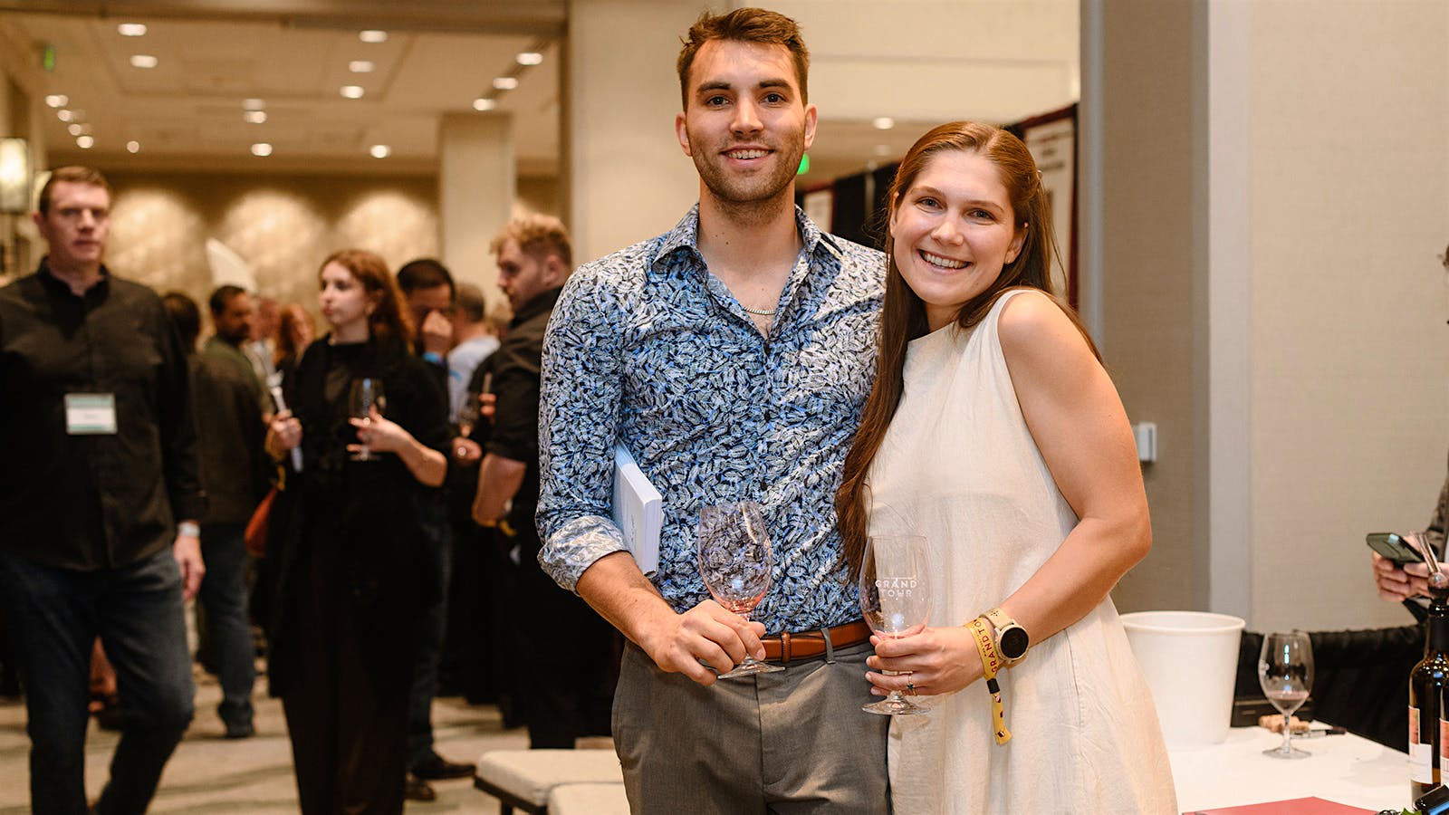 Guests Jason Giblin and Grace McStravock at the 2026 Wine Spectator Grand Tour in Denver, Colorado.