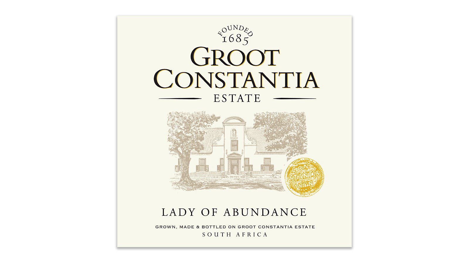  GROOT CONSTANTIA Lady of Abundance Constantia 2021 wine label