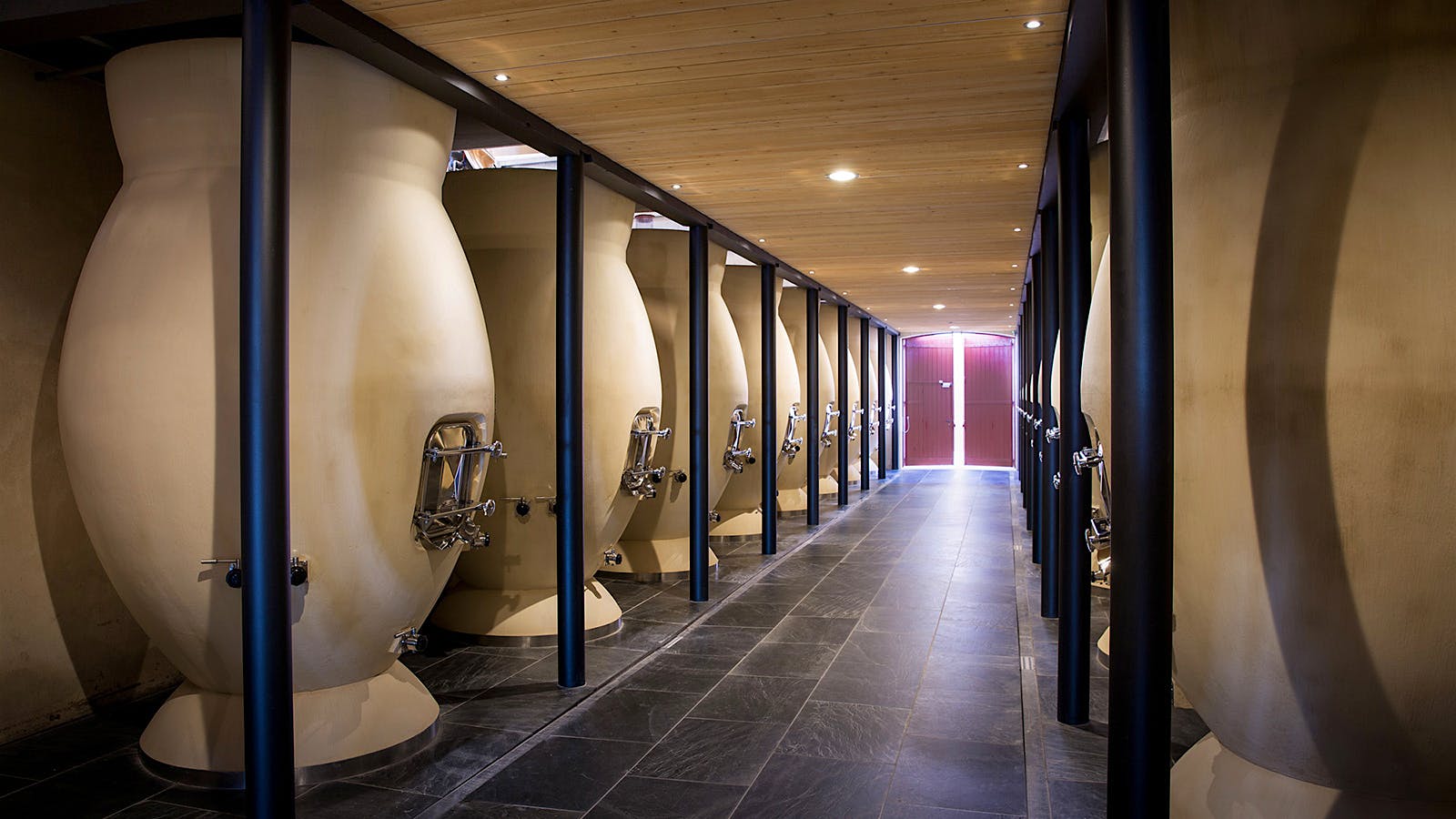  Clay aging vats at Chateau Pontet-Canet.] 