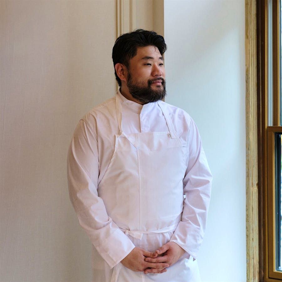 Chef Hasung Lee’s cooking spotlights ingredients from Crown Daisy Farm in Upstate New York.