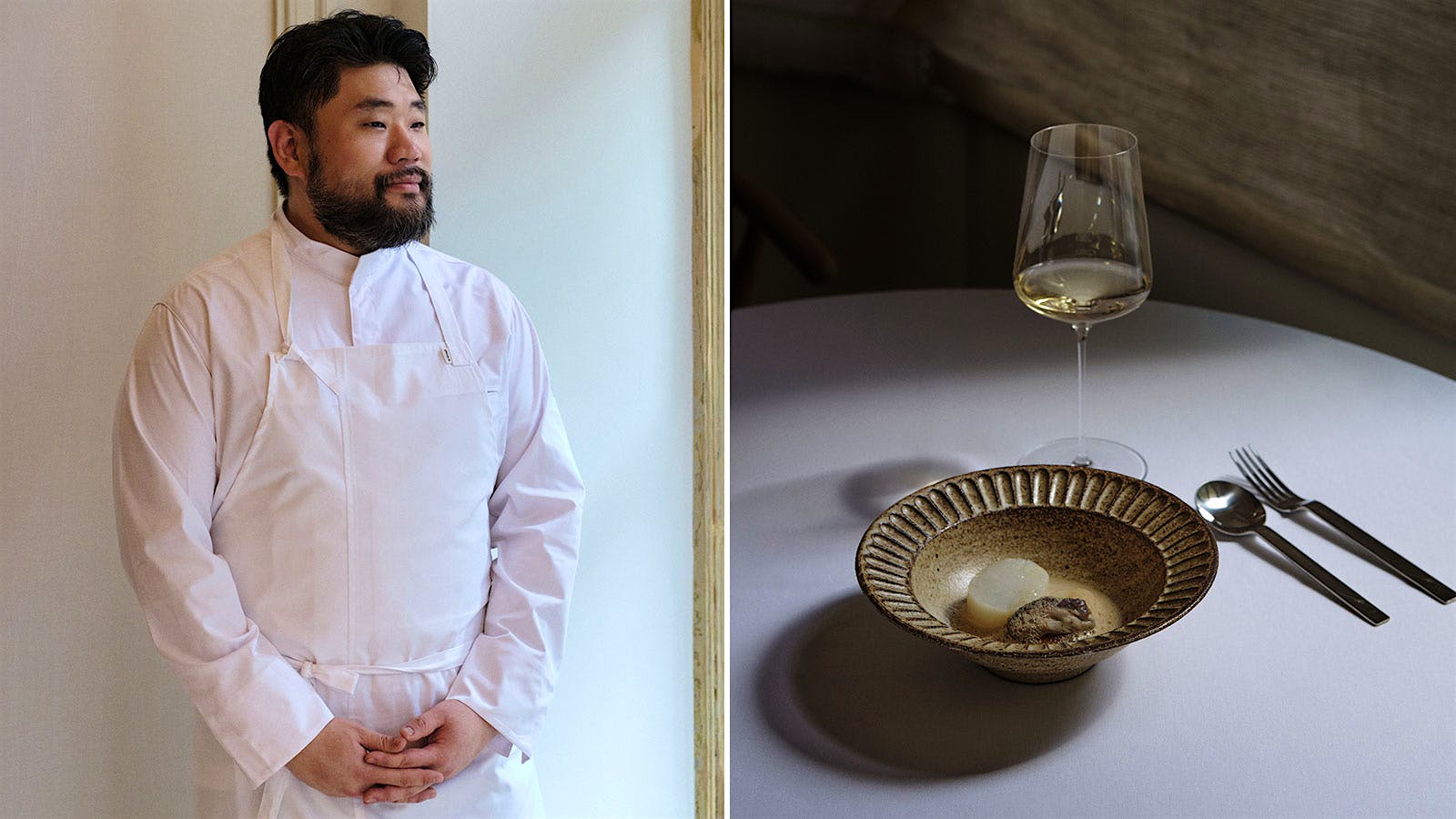 Chef Hasung Lee’s cooking spotlights ingredients from Crown Daisy Farm in Upstate New York.