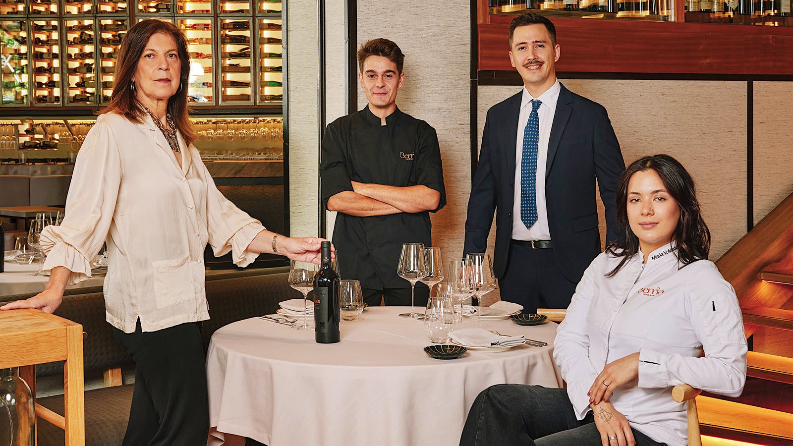 Berria’s owner, Gabriela Alcorta Pascual, with (from left) head of service Jorge García, wine director Mario Ayllón and head chef María Mena