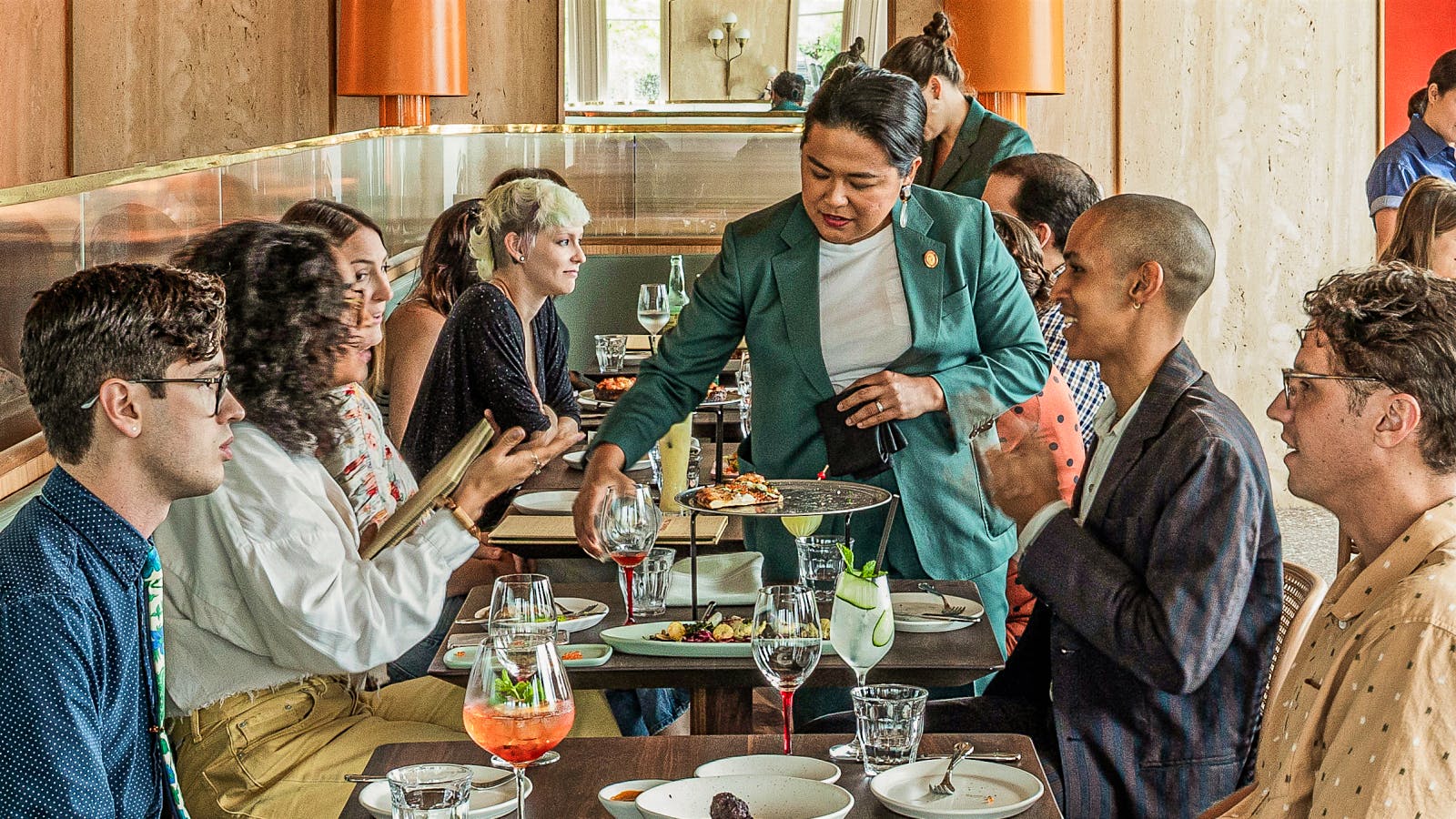  June Rodil serving guests at Rosie Cannonball in Houston.
