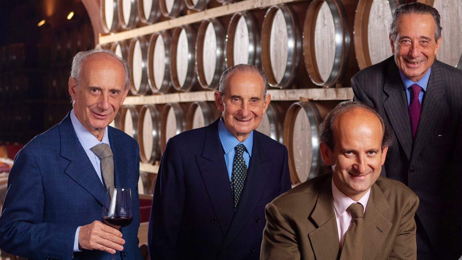 Vittorio Frescobaldi, center, along with his brothers Leonardo, left, and Ferdinando, right, and son Lamberto, built their Tuscan winery into a global enterprise.Marchese Vittorio Frescobaldi Dies at 97