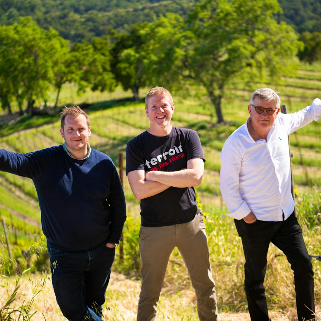 César Perrin (left), Jason Haas (center) and François Perrin represent a legacy of tradition, sustainability and experimentation at Tablas Creek in Paso Robles.