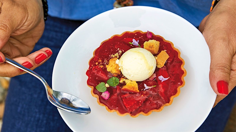 Strawberry Ricotta Crostatas with Gelato & Biscotti