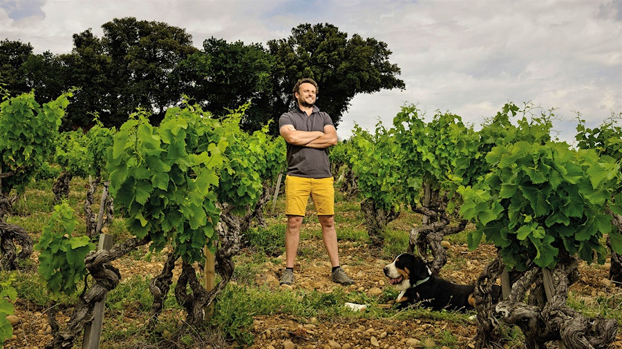 Eighth-generation winemaker Florent Lançon stands amid the old vines of Grenache at his historic Châteauneuf estate, Domaine de la Solitude, which yielded three beautiful and ageworthy 2019s.