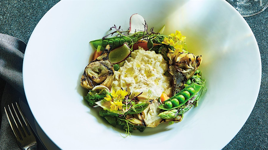 Chef Seth Turiansky’s braised and grilled artichokes can be paired with a crisp Italian white like Verdicchio.