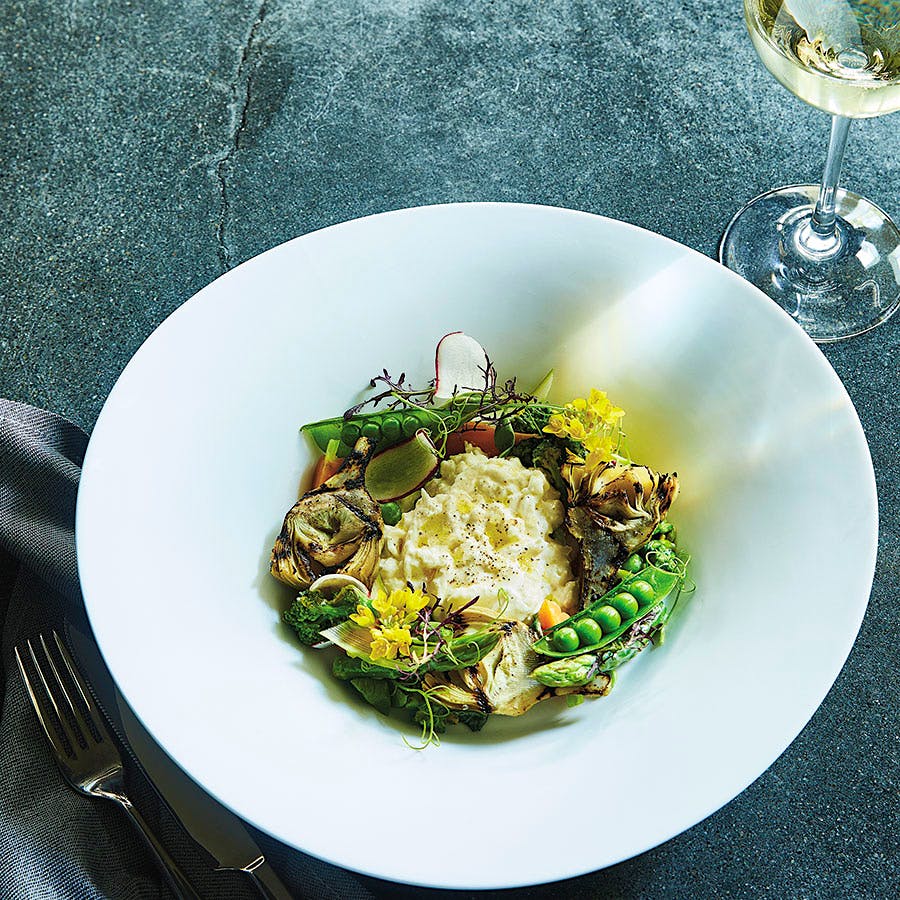 Chef Seth Turiansky’s braised and grilled artichokes can be paired with a crisp Italian white like Verdicchio.
