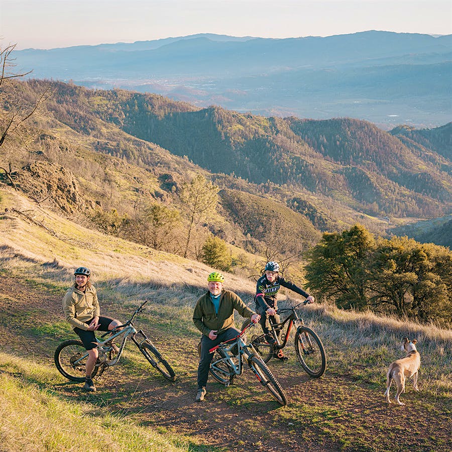The Dunn family cycles Wildlake Ranch Preserve on Howell Mountain in Napa Valley.