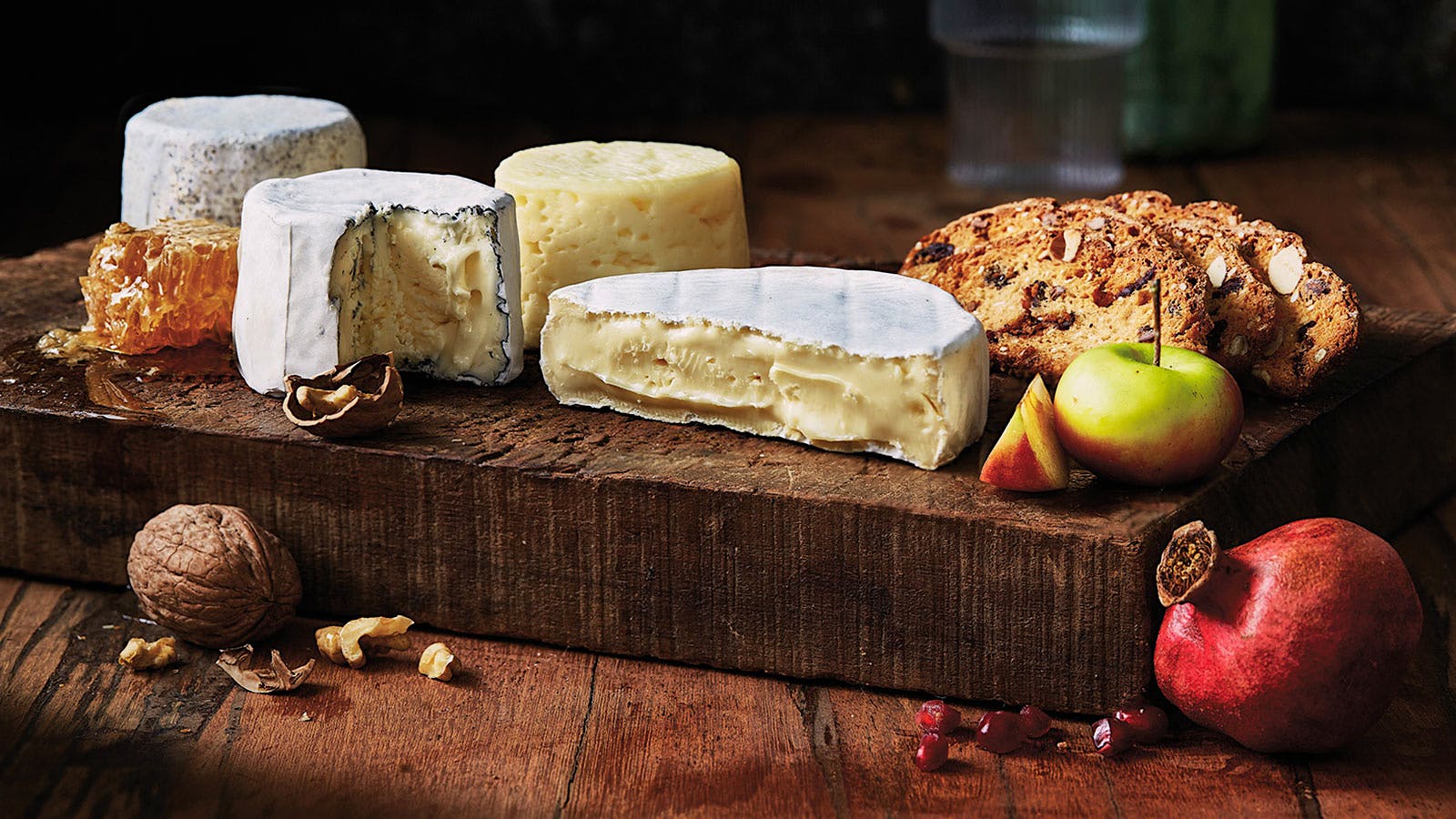 Soft rind cheese from Marin French Cheese Company on a wooden cheese board