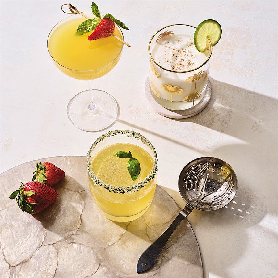  Clockwise from top left: Fragole Disaronno, Coco Blanco, Chef Water cocktails