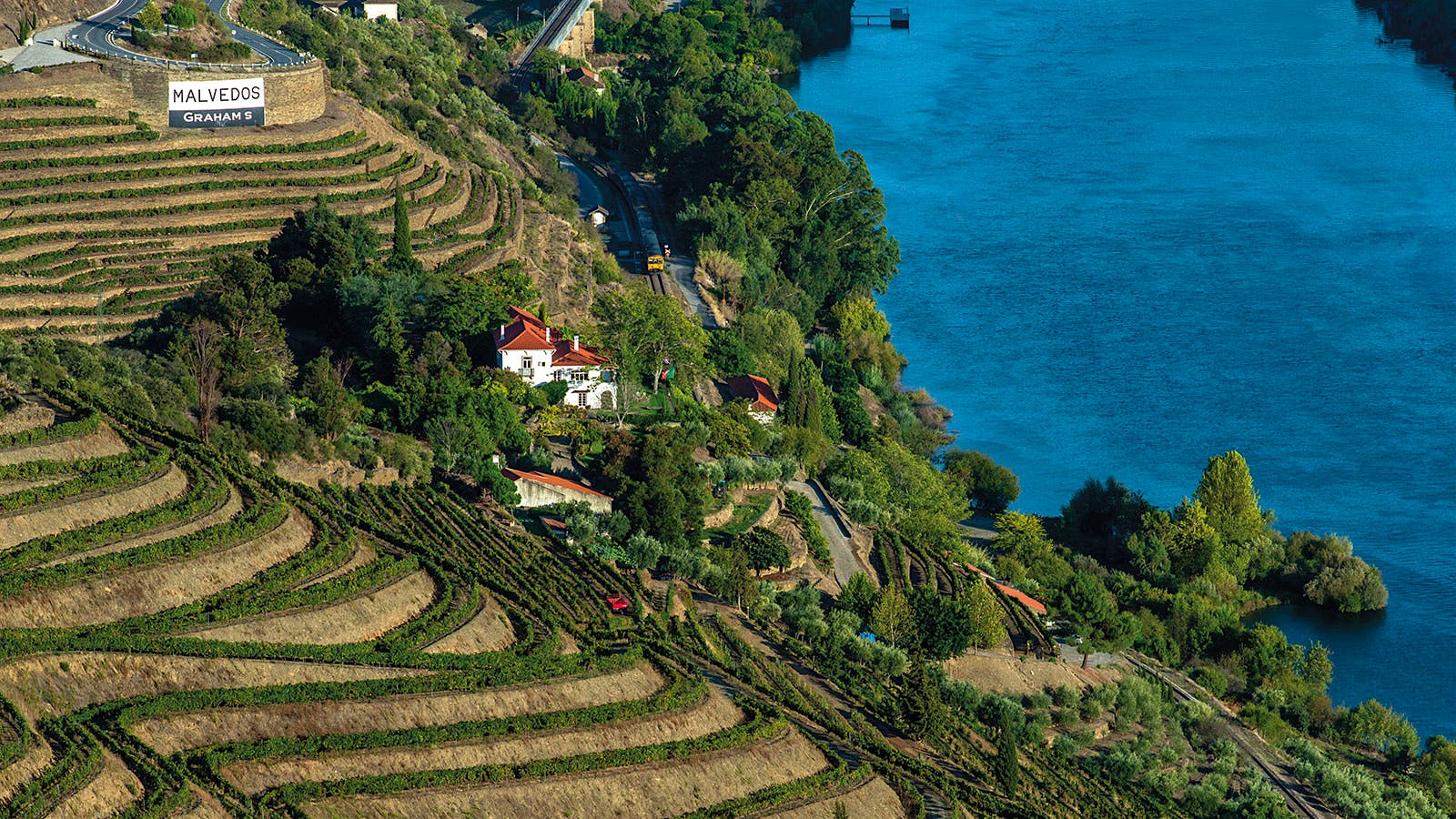 Graham's Quinta dos Malvedos vineyard along the Douro river in Portugal