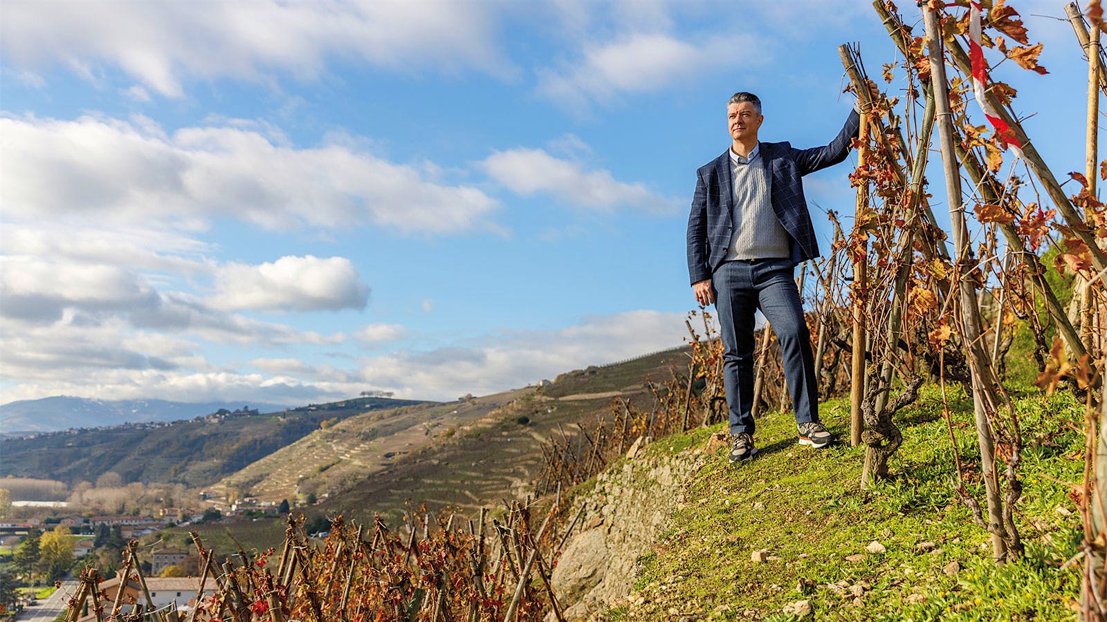 Philippe Guigal in his family's La Mouline vineyard, located in Côte-Rôtie, Rhône, France