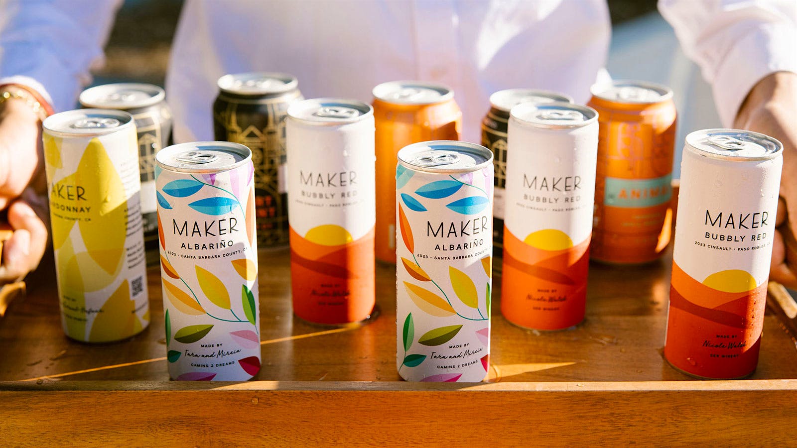  An array of canned wines from Maker winery.